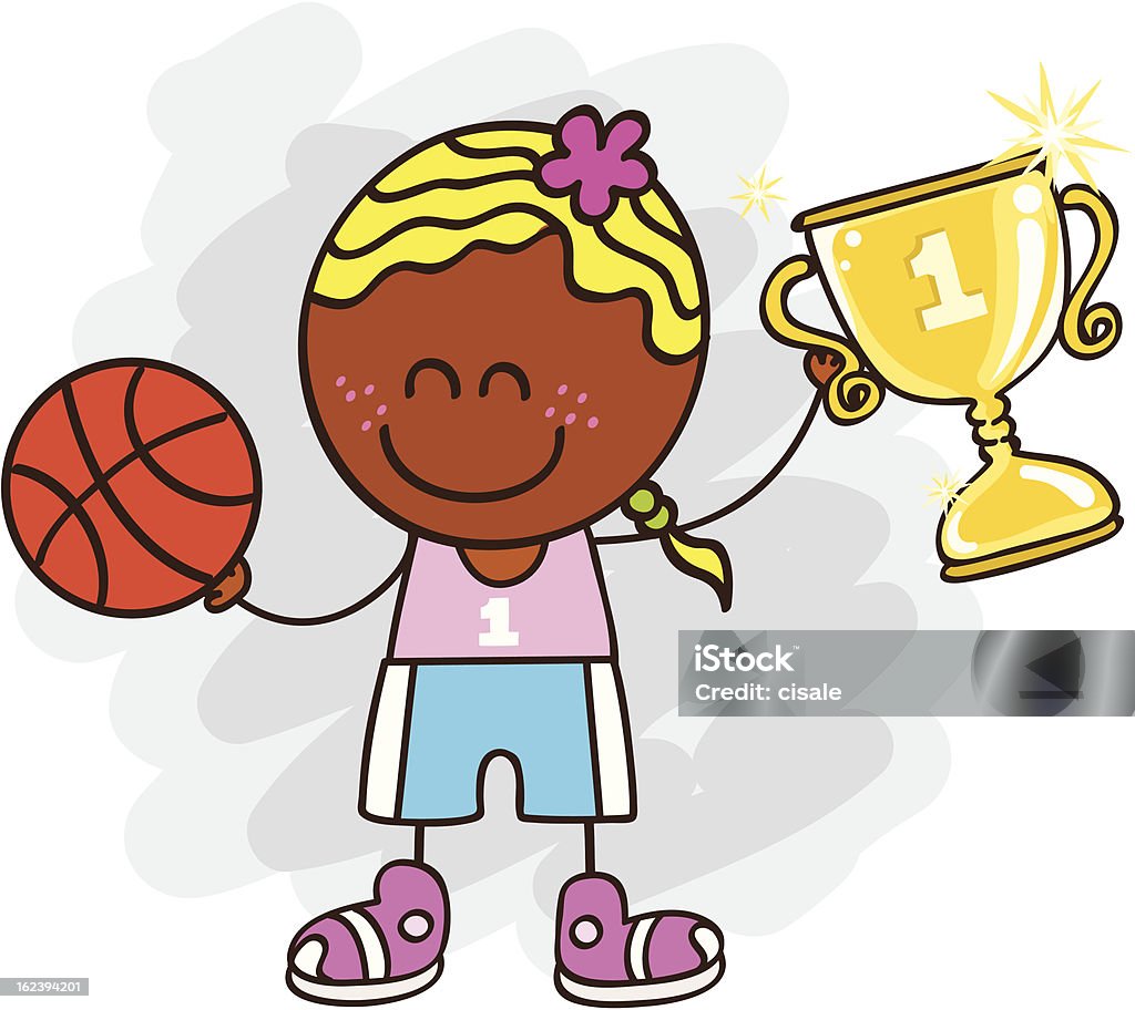 female basketballer with winner cup vector cartoon illustration Please make a search in my portfolio.I have more children and family cartoons. Adult stock vector