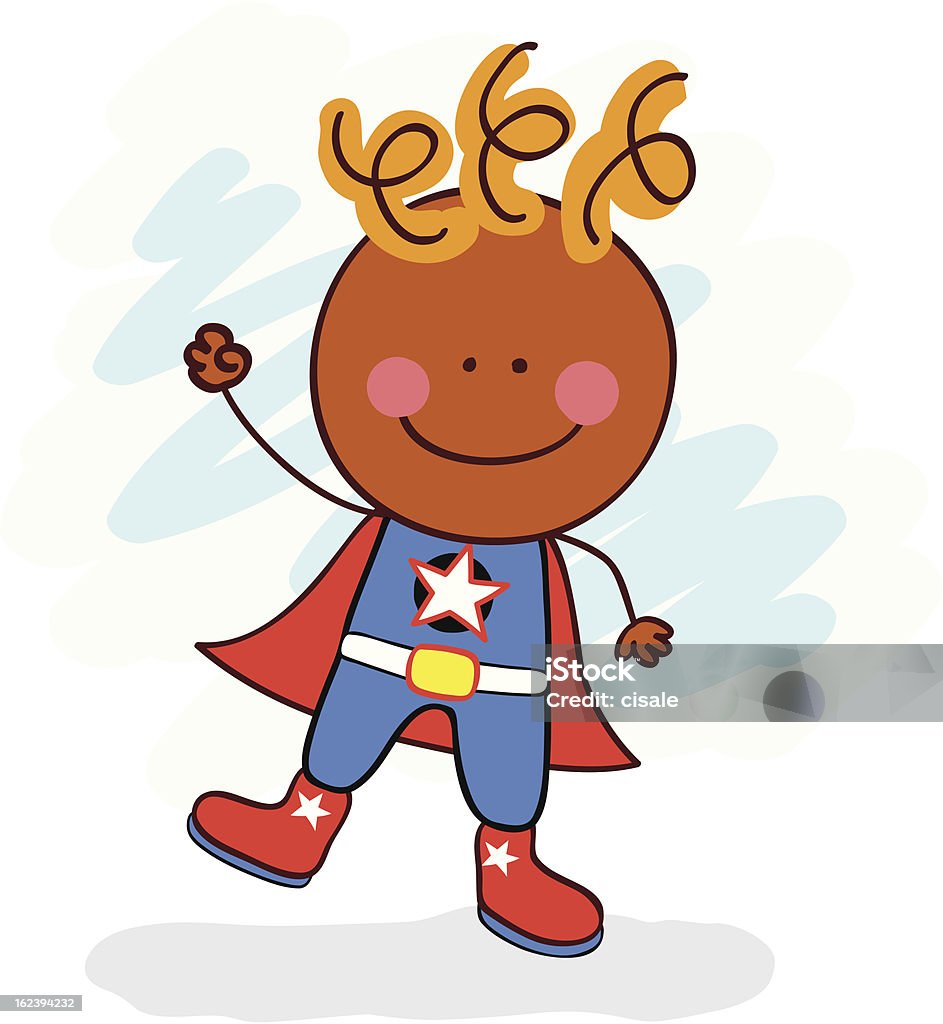 Ilustracja wektorowa z superbohatera costumed czarny dziecko Upozowując - Grafika wektorowa royalty-free (Superbohater)