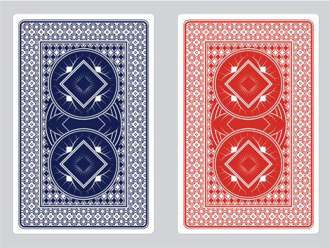 Blue and Red Playing Card Backs. EPS 8 Format