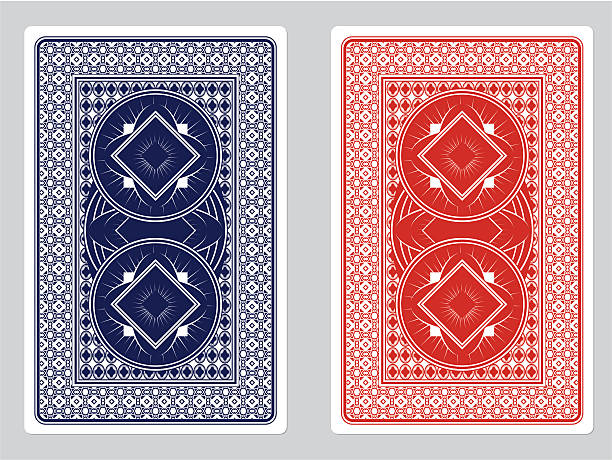 Playing Card Back Designs Blue and Red Playing Card Backs. EPS 8 Format poker card game stock illustrations