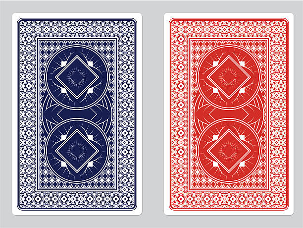 Playing Card Back Designs Blue and Red Playing Card Backs. EPS 8 Format blackjack illustrations stock illustrations
