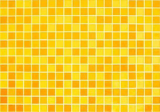 istock Orange ceramic wall chequered and floor tile bathroom background. Design geometric gray mosaic texture decoration bedroom. Simple seamless pattern grid for backdrop hospital wall, canteen and kitchen. 1623995941