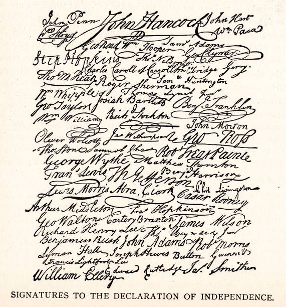 podpisy pod deklaracją niepodległości stanów zjednoczonych, historia ameryki - kolonializm stock illustrations