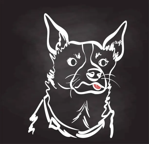 Vector illustration of Dog Thinking And Smelling Blackboard