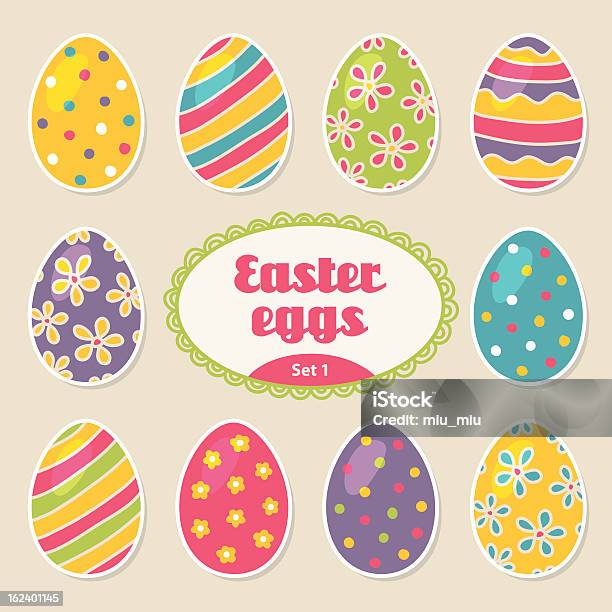 Ilustración de Conjunto De Huevos De Pascua y más Vectores Libres de Derechos de Abril - Abril, Abstracto, Amarillo - Color