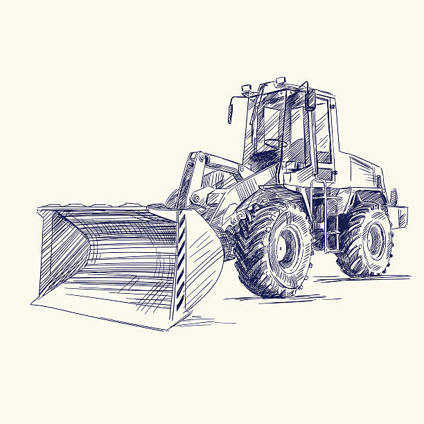 ilustrações, clipart, desenhos animados e ícones de carregando buldôzer excavator máquina - construction machinery machine industrial equipment grader