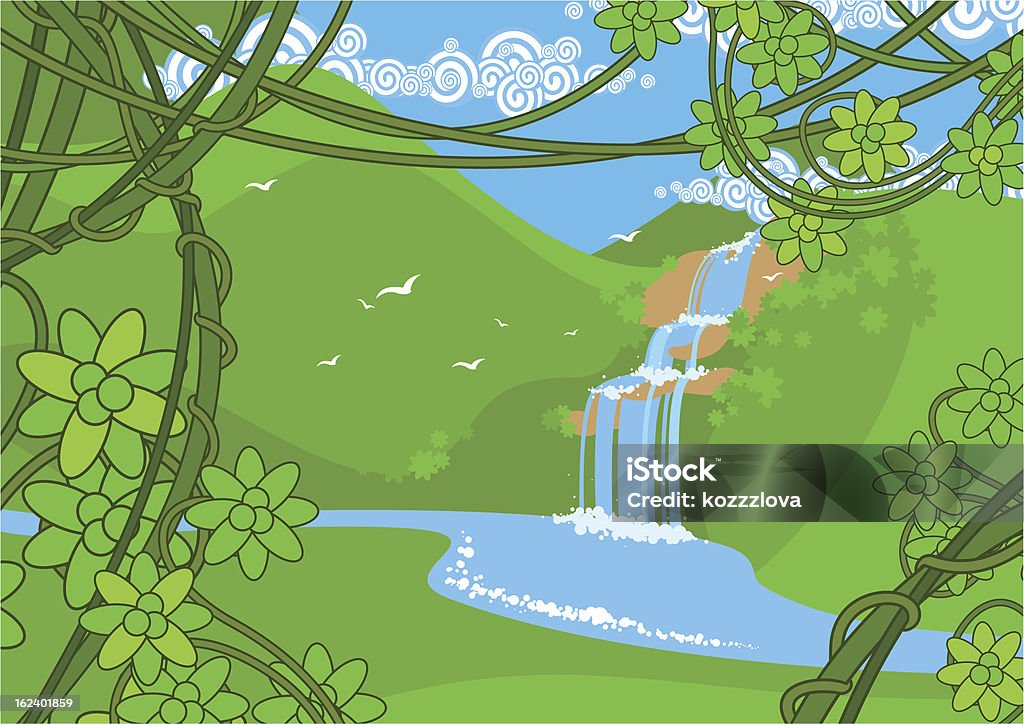 Wasserfall - Lizenzfrei Garten Eden Vektorgrafik