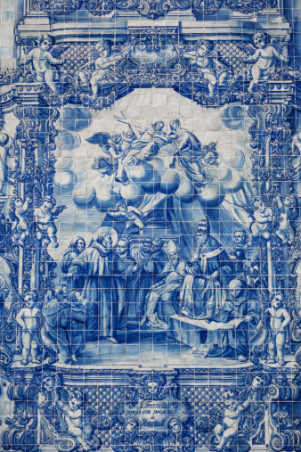 Amazing painted (azulejo) tiles mosaic on the facade of the \