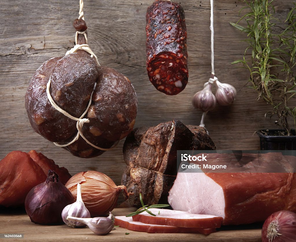 Vários carne e Salsichas - Royalty-free Pendurar Foto de stock