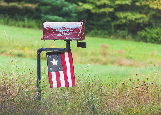 istock Old Rural Mailbox with Antique Flag 162403590