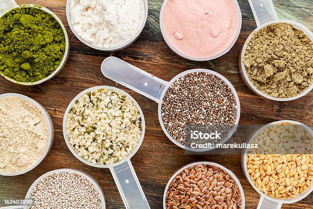 Scoops Of Superfood Stock Photo - Download Image Now - Protein Drink, Ground - Culinary, Serving Scoop