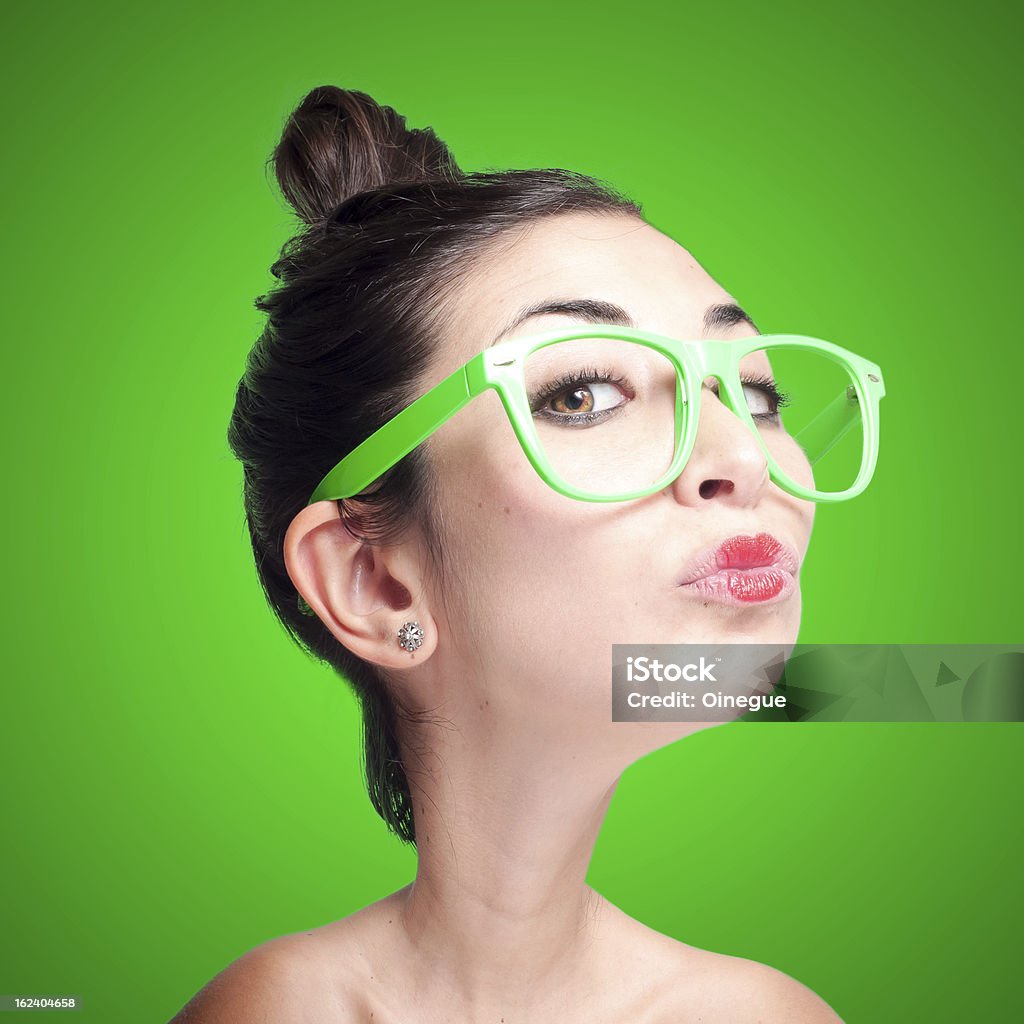 Puppentheater-Figur Mädchen mit großen Kopf - Lizenzfrei Brille Stock-Foto
