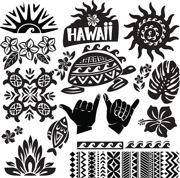 Vector illustration of Black and white vector illustration of Hawaii