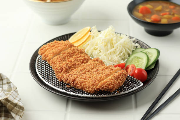 Tonkatsu, Deep Fried Pork Cutlet. stock photo