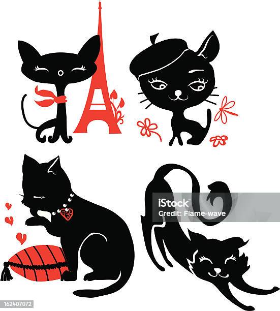 Set Of Cats Silhouettes Stock Illustration - Download Image Now - Domestic Cat, Undomesticated Cat, France