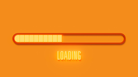 Loading Level 10 Information Loading Bar On Orange Background Half Light Loading Level ...
