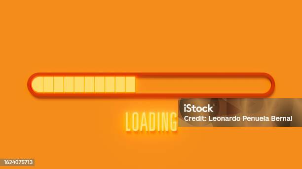 Information Loading Bar On Orange Background Half Light Loading Level ...