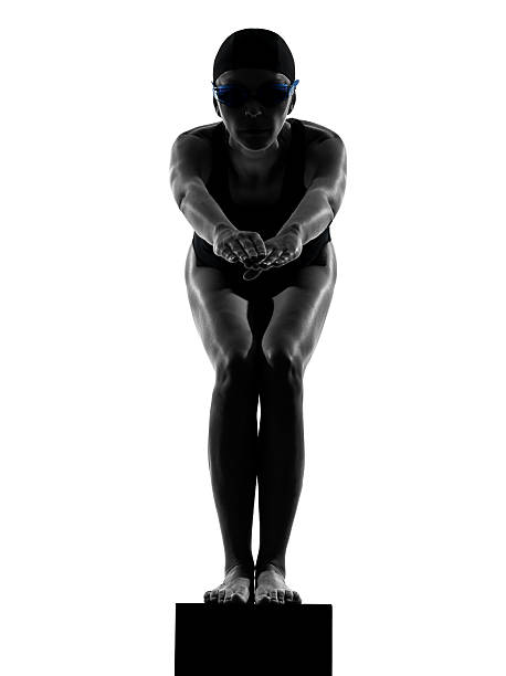 istock woman competition swimmer on starting silhouette 162412137