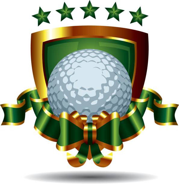 Golf Emblem Golden Golf emblem with green pattern. EPS 10. Contains transparent objects flag golf flag pennant green stock illustrations