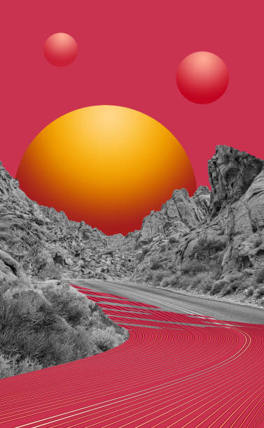 Abstract art collage. Surreal landscape.