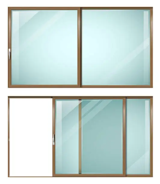 Vector illustration of Modern sliding metal wooden door