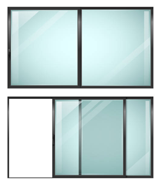 モダンなスライドメタルブラックドア - screen door door porch house点のイラスト素材／クリップアート素材／マンガ素材／アイコン素材
