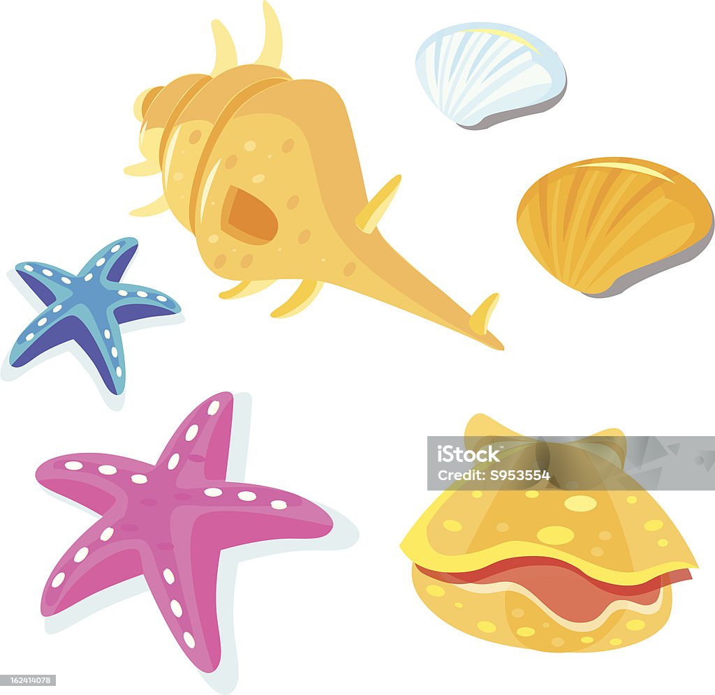 Coquillages icônes set - clipart vectoriel de Au fond de l'océan libre de droits