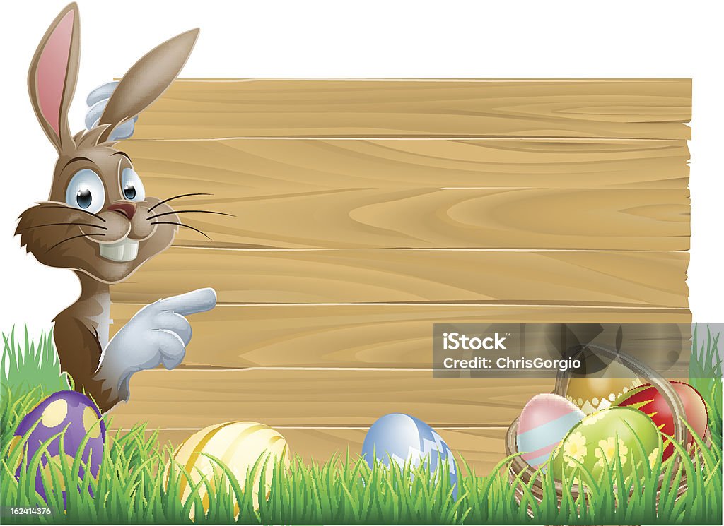 Ostern Eier mit hölzernen Schild - Lizenzfrei Balkengerüst Vektorgrafik