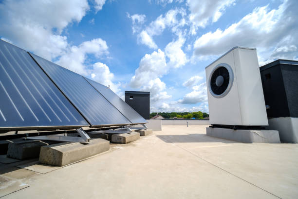 istock Heat pump and solar collector on the roof 1624145217