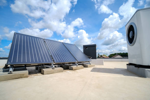 istock Heat pump and solar collector on the roof 1624146240