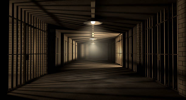 Jail Corridor And Cells stock photo