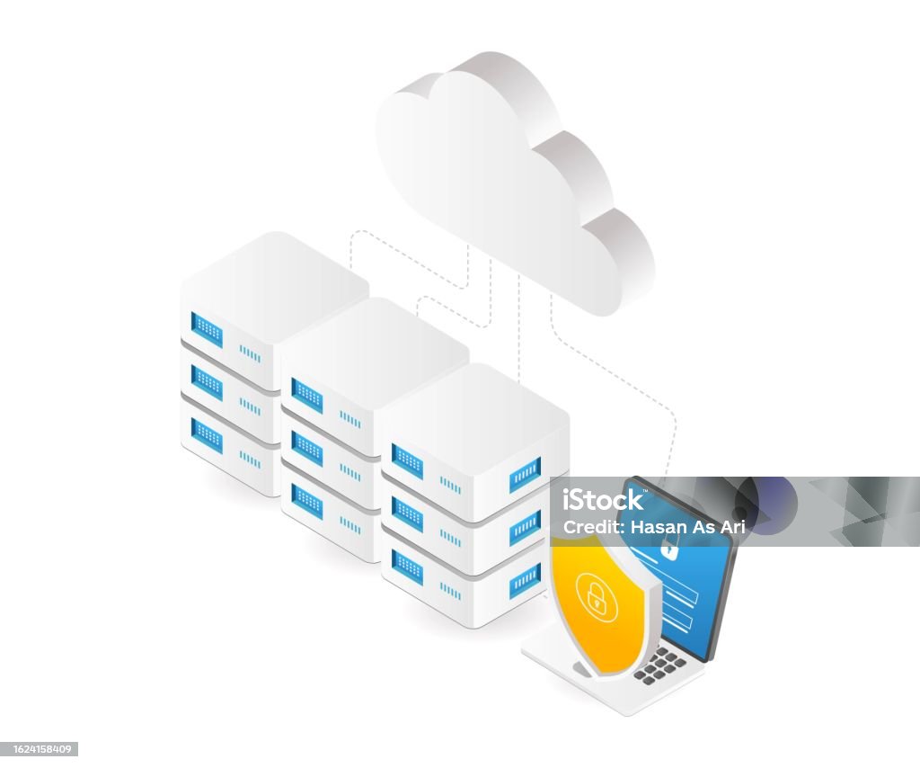 Secure Computer Database Cloud Server Data Security Computer Network Stock Illustration ...