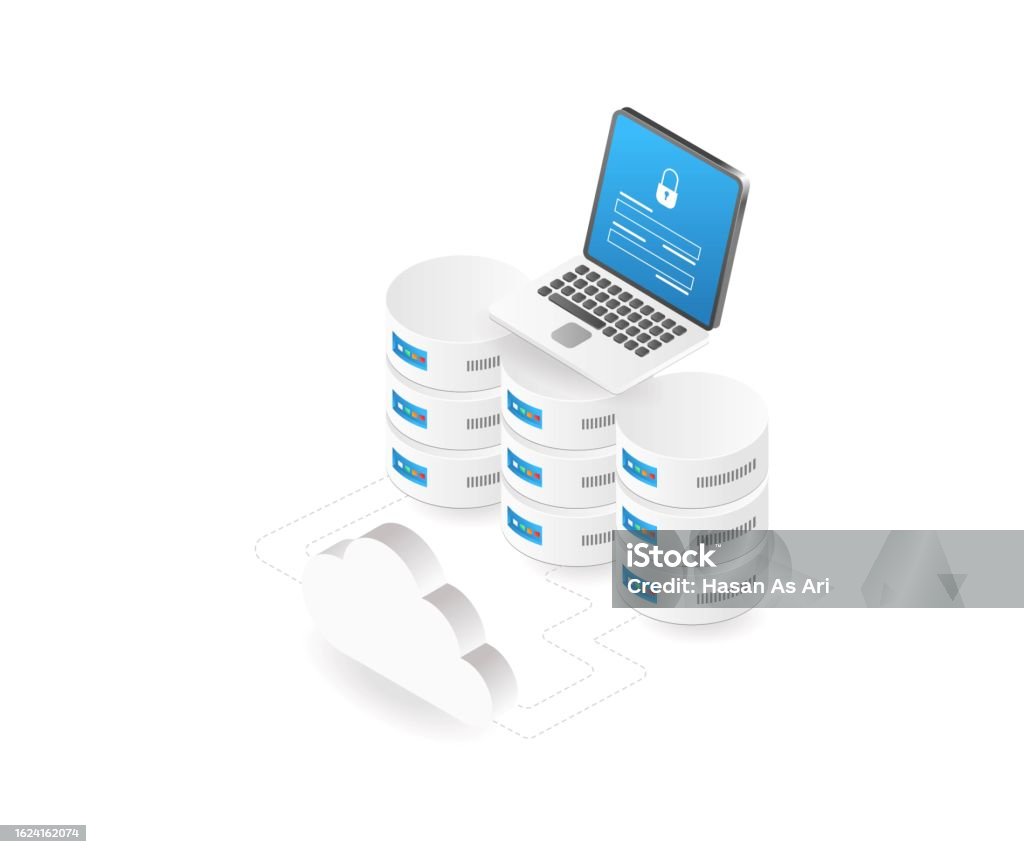 Secure Computer Database Computer Cloud Server Database Security Password Stock Illustration ...
