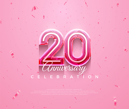 Beautiful 20th anniversary celebration design with feminine pink color.