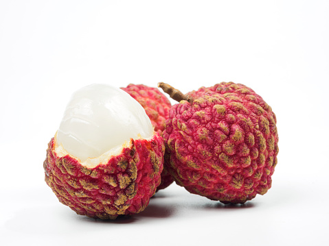 lychee fruit isolated on white background with clipping path and full depth of field.