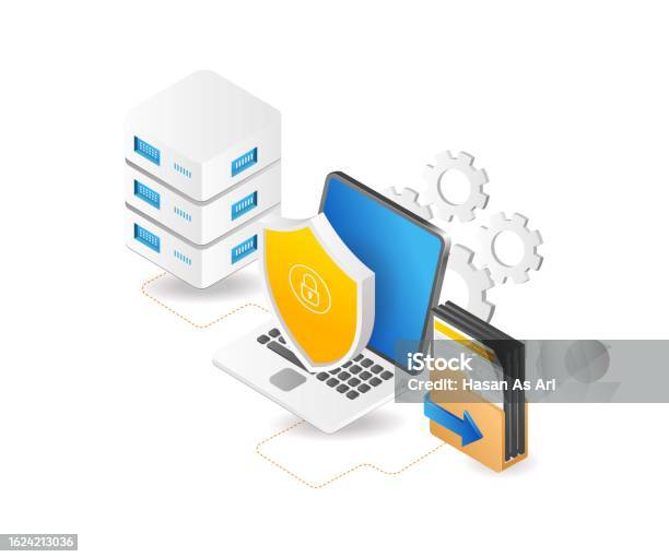 Secure Computer Database Process Server Data Security Computer Stock Illustration - Download ...