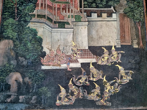 Background painting at a temple in Thailand.