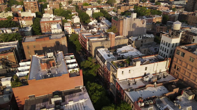 Aerial view of Greenwich Village at sunrise