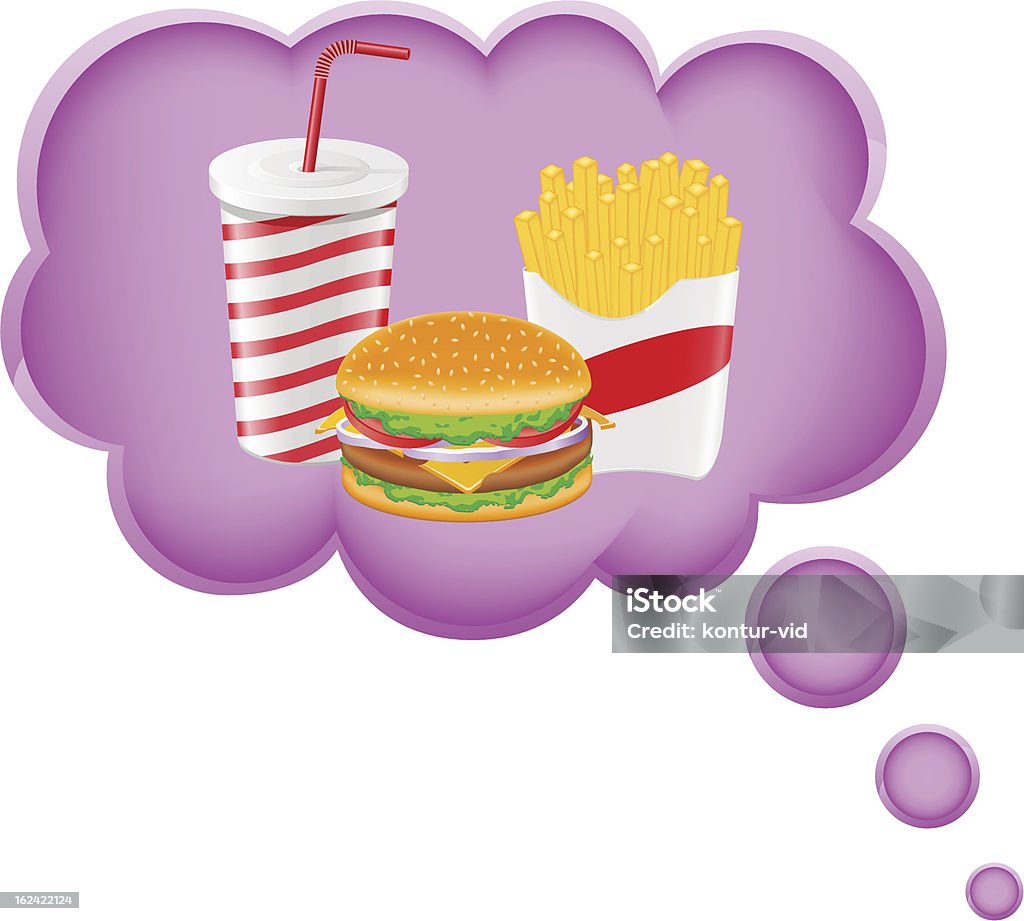 Conceito de sonho de uma alimentos em nuvem Ilustração vetorial - Royalty-free Almoço arte vetorial