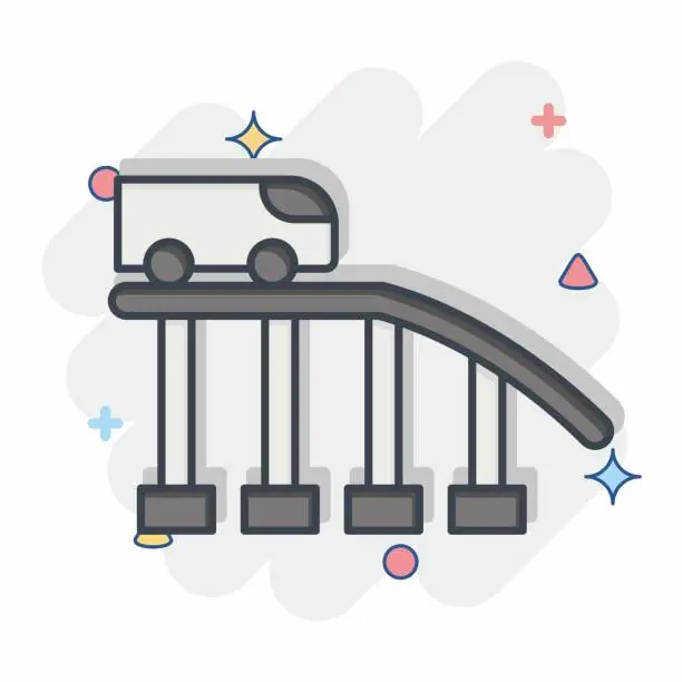 Vector illustration of Icon Roller Coaster. related to Amusement Park symbol. comic style. simple design editable. simple illustration