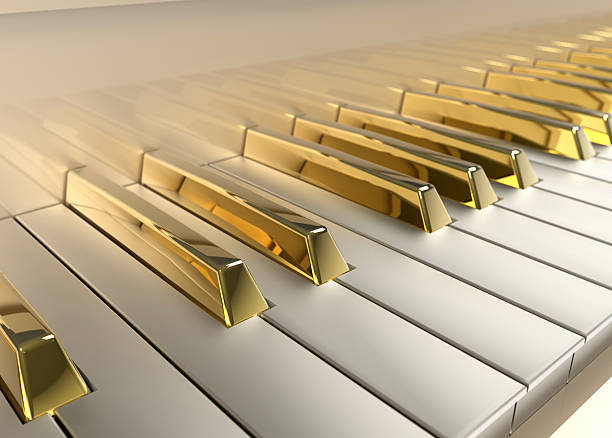 Gold Piano stock photo