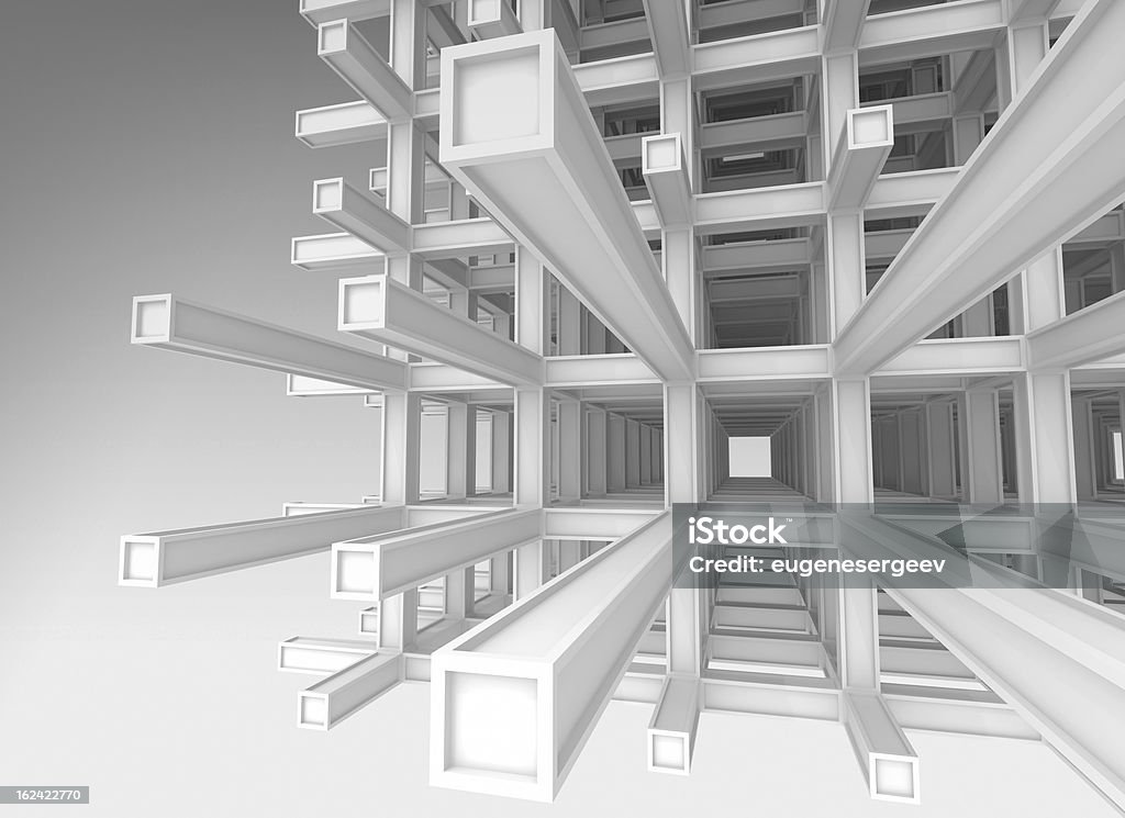 3 d Architektura monochromatyczne tła. Streszczenie nowoczesne biały wzmocnione konstrukcja - Zbiór zdjęć royalty-free (Abstrakcja)