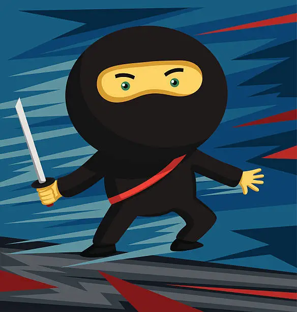 Vector illustration of Sword Wielding Ninja ready for some action!