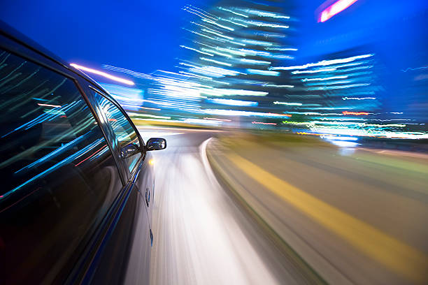 istock Night drive with car in motion. 162424934