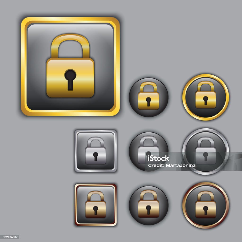 Candado iconos de colores diferentes - arte vectorial de Brillante libre de derechos
