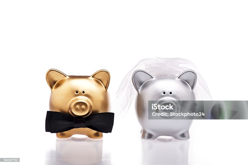 Marriage concept two cute pigs Marriage concept under the use of two cute pigs Piggy Bank Stock Photo