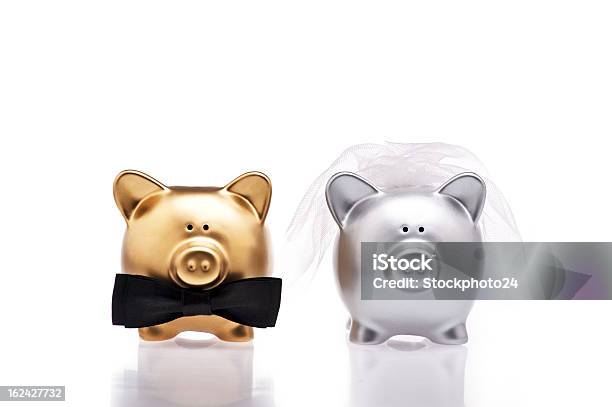 Marriage Concept Two Cute Pigs Stock Photo - Download Image Now - Piggy Bank, Wedding, Beauty