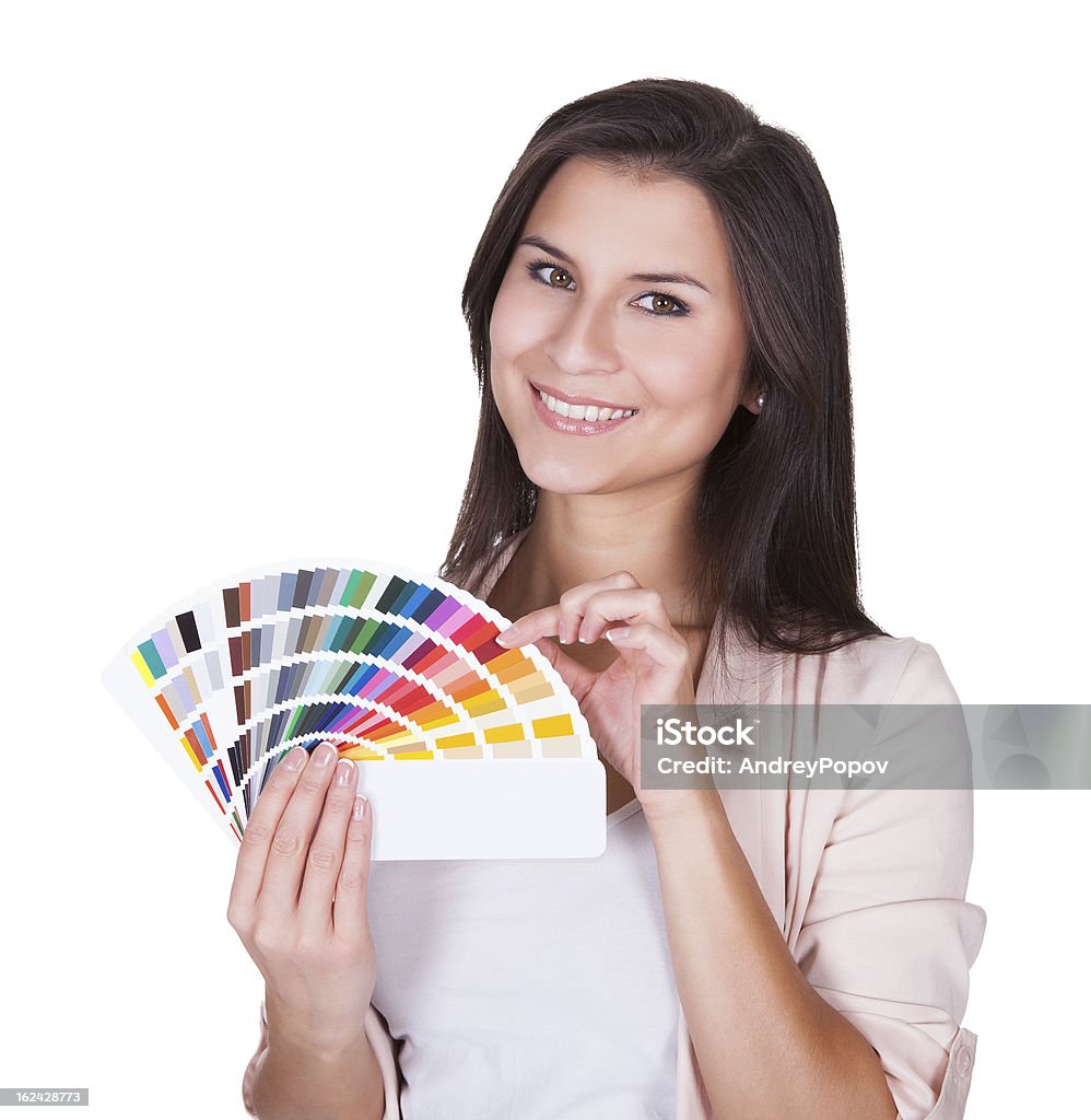 매력적인 여자 선택 색상표 - 로열티 프리 인테리어 디자이너 스톡 사진