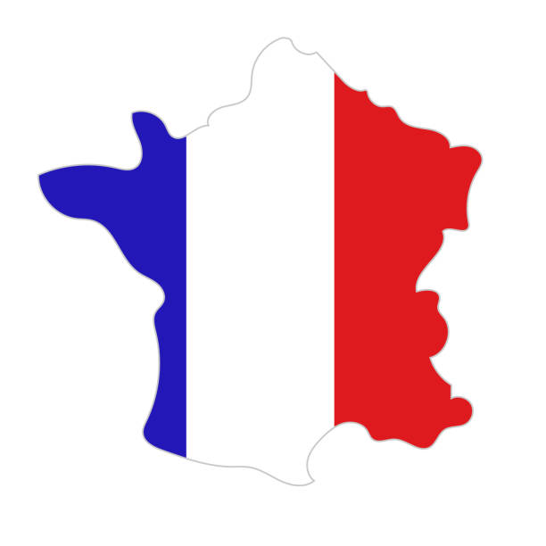 France flag map icon. Vector. France flag map icon. Editable vector. french flag clip art stock illustrations