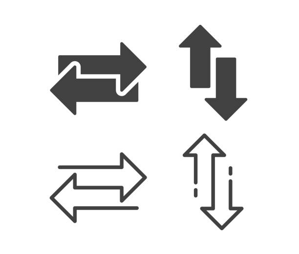 ilustrações, clipart, desenhos animados e ícones de troca e reverso - ícones de ilustração - exchanging circle communication arrow sign